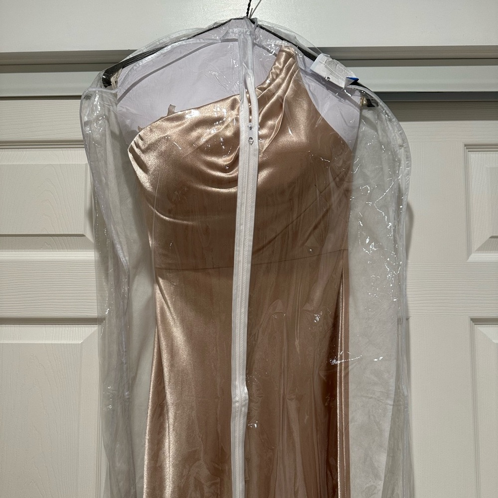 Jenny Yoo: Lena Dress. Color: Pale Gold. One shoulder dress.